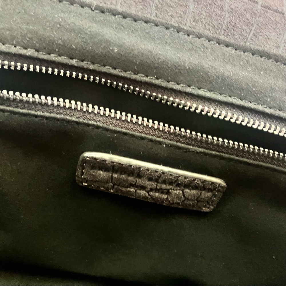 Brandon Blackwood Black Suede Standard Sophia Bag, Silver Hardware, Croc Effect - Picture 7 of 13